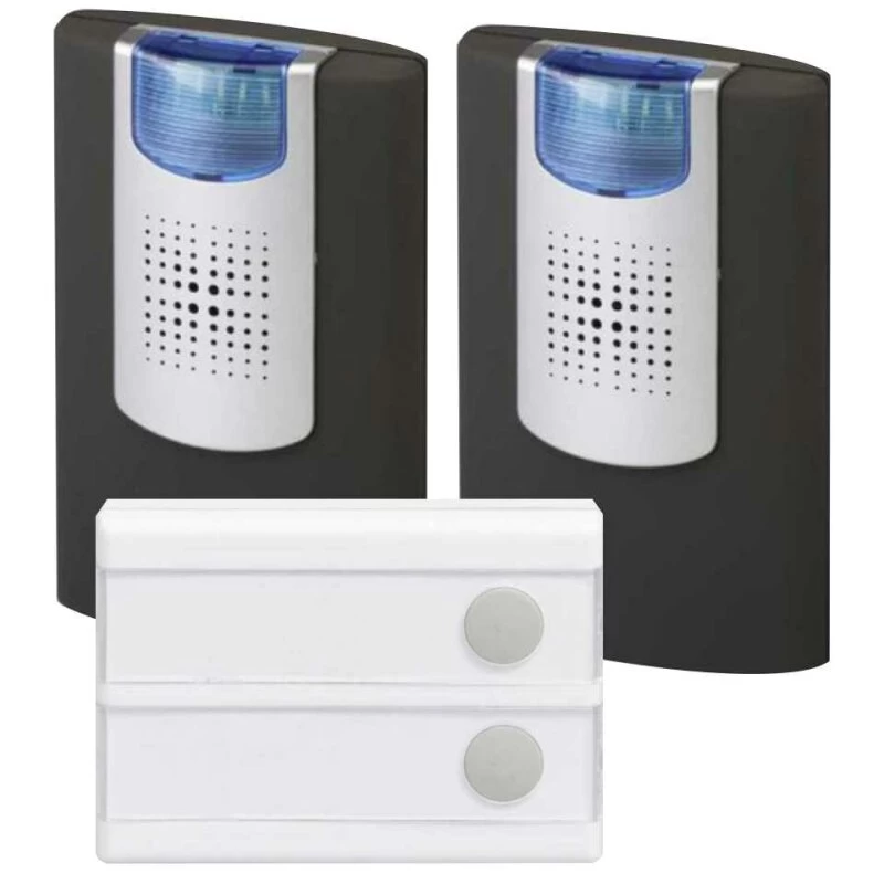 2 Familien Funkklingel Inklusive 2 Stück EMPFÄNGER HX Flashlight Schwarz