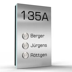 3 Familien Aufputz Edelstahl Türklingel 120x200mm Mit LED Taster Melina