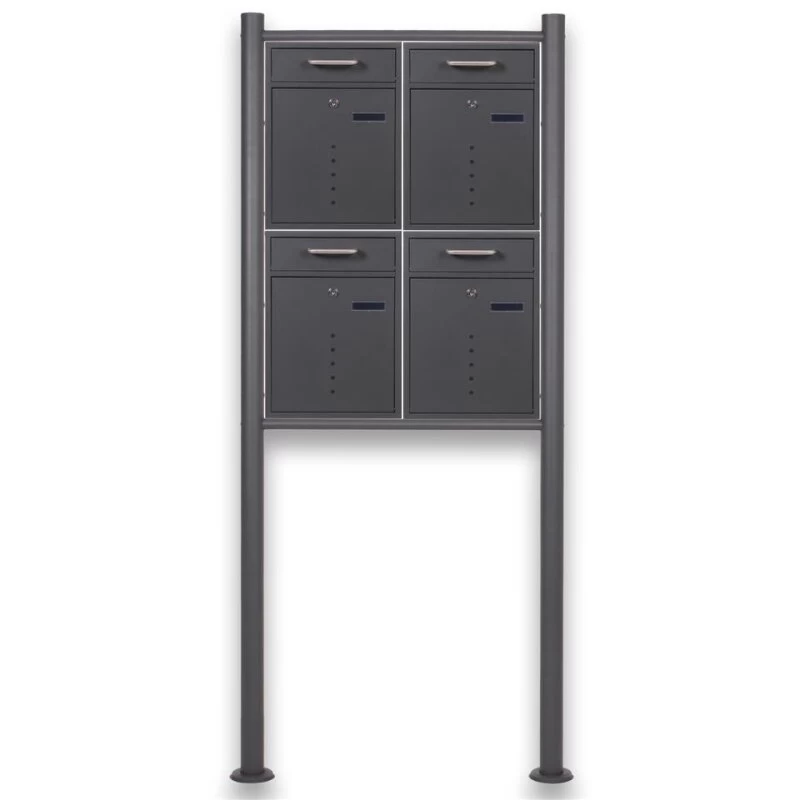 4 Fach Standbriefkasten Briefkastenanlage Anthrazit Grau RAL 7016 V1