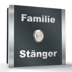 Aufputz Edelstahl Türklingel 120x120mm Anthrazit RAL 7016 Superflach Arno