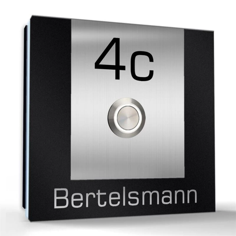 Aufputz Edelstahl Türklingel 120x120mm Anthrazit RAL 7016 Superflach Betty – Bild 2