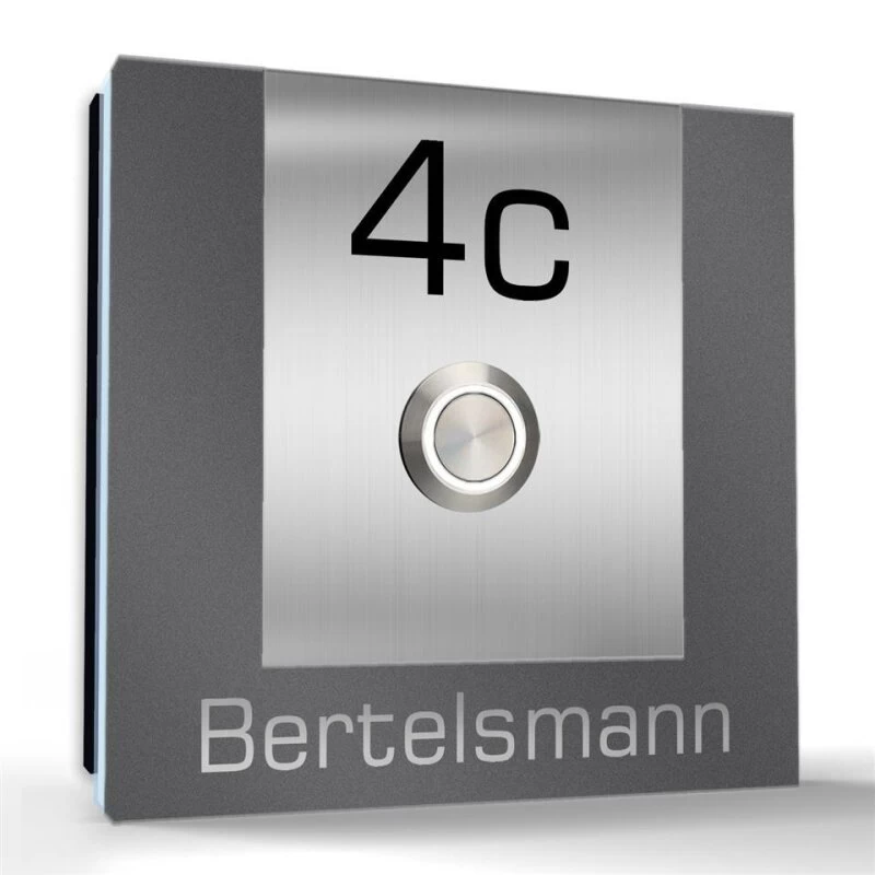 Aufputz Edelstahl Türklingel 120x120mm Anthrazit RAL 7016 Superflach Betty – Bild 4