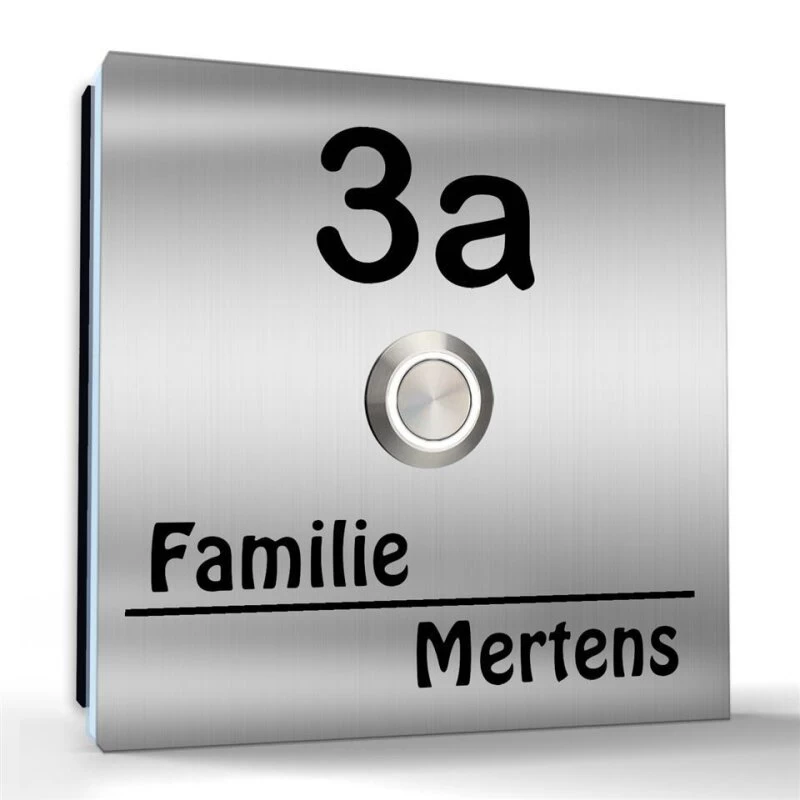 Aufputz Edelstahl Türklingel 120x120mm Superflach Klausi