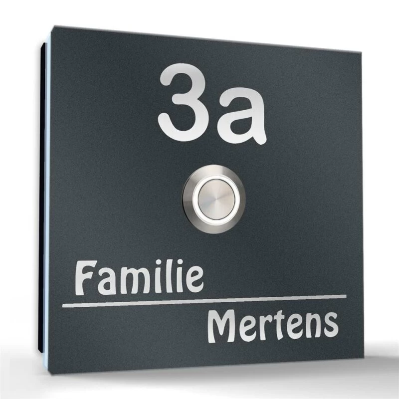 Aufputz Edelstahl Türklingel 120x120mm Superflach Klausi – Bild 2