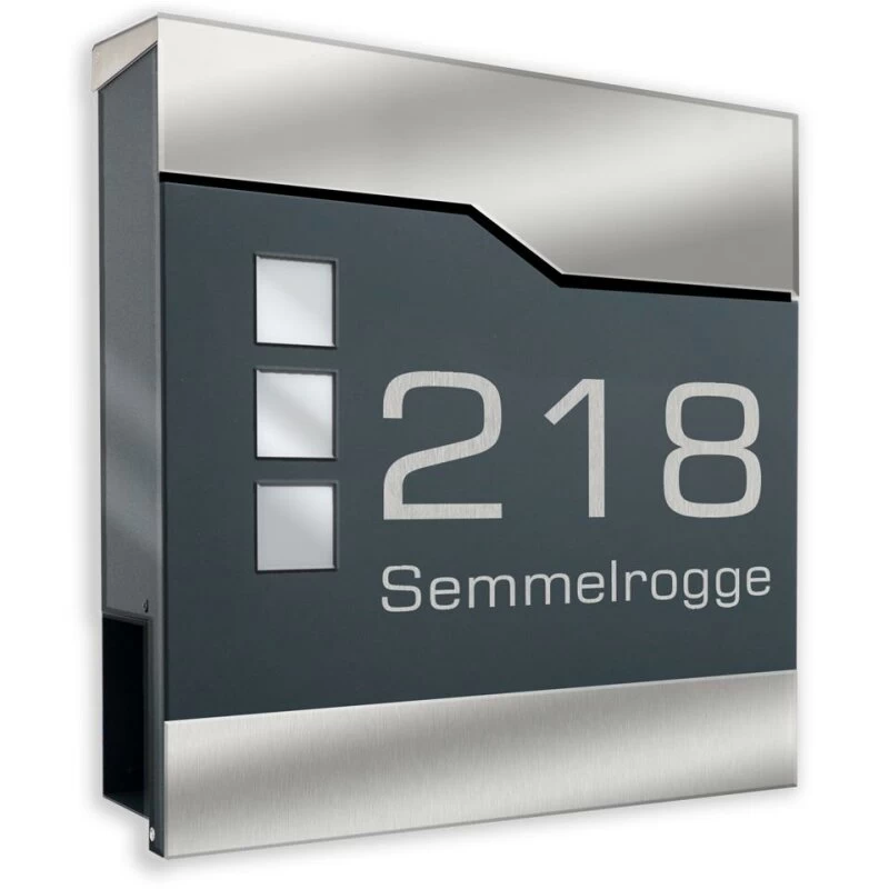 Briefkasten ANTHRAZIT Mit Beschriftung Wandbriefkasten Postkasten Celia