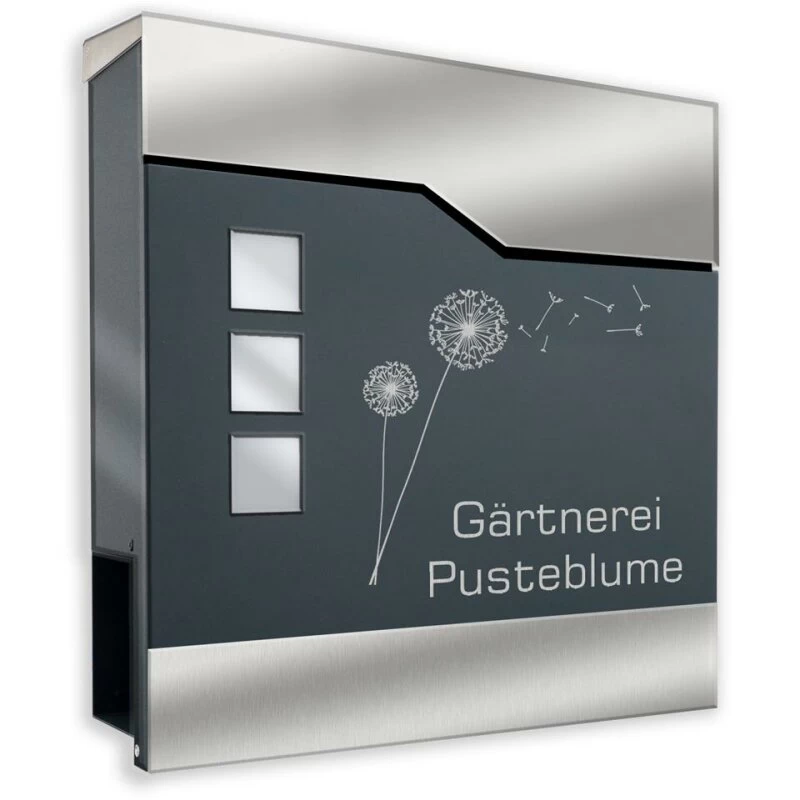 Briefkasten ANTHRAZIT Mit Beschriftung Wandbriefkasten Postkasten Charlotte