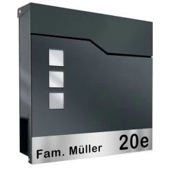 Briefkasten ANTHRAZIT Mit Beschriftung Wandbriefkasten Postkasten Posen