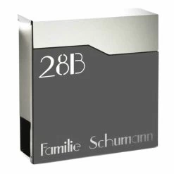 Briefkasten Anthrazit Mit Lasercut Frontblende Beschriftung Postkasten Jeany