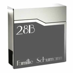 Briefkasten Anthrazit Mit Lasercut Frontblende Beschriftung Postkasten Varios