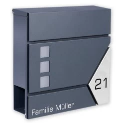 Briefkasten ANTHRAZIT Wandbriefkasten Postkasten Zeitungsfach Steelys3_UV