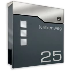 Briefkasten Mit FUNKKLINGEL ANTHRAZIT Postkasten Wandbriefkasten Helena