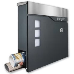 Briefkasten Mit FUNKKLINGEL ANTHRAZIT Postkasten Wandbriefkasten TUMBA