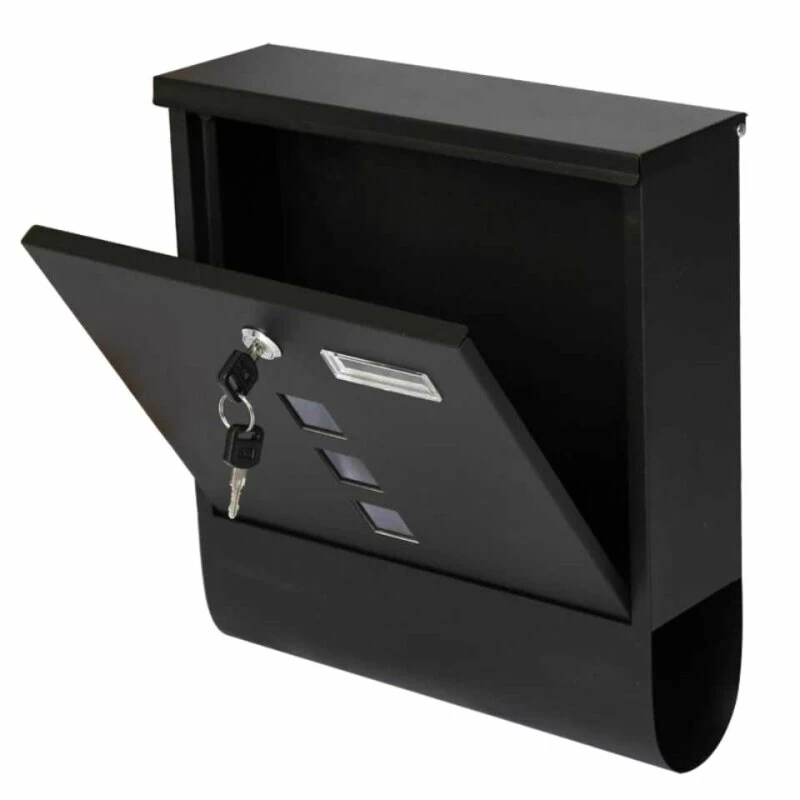 Briefkasten Mit Zeitungsfach RAL 9005 SCHWARZ Mit Großem Einwurf & Sichtfenster – Bild 2