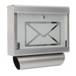 Briefkasten Mit Zeitungsrolle Aus Edelstahl Und Glas Motiv Briefumschlag