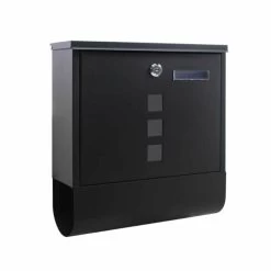 Briefkasten Mit Zeitungsrolle & Sichtfenster In RAL 9005 Schwarz Für Wandmontage