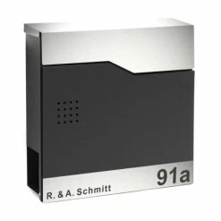 Briefkasten SCHWARZ Mit Beschriftung Wandbriefkasten Postkasten Landshut