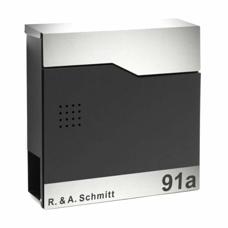 Briefkasten SCHWARZ Mit Beschriftung Wandbriefkasten Postkasten Landshut