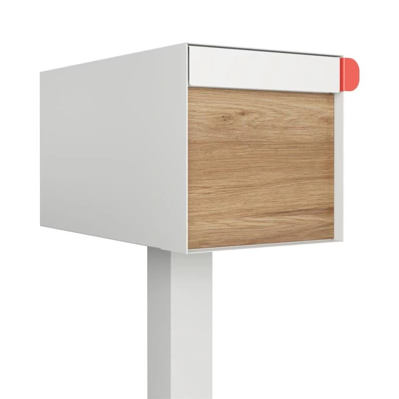 Briefkasten Standbriefkasten Square Weiß RAL 9016 Mit HPL-Front