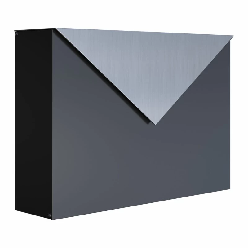 Briefkasten Wandbriefkasten Blitz Schwarz RAL 9005 Mit Edelstahlklappe
