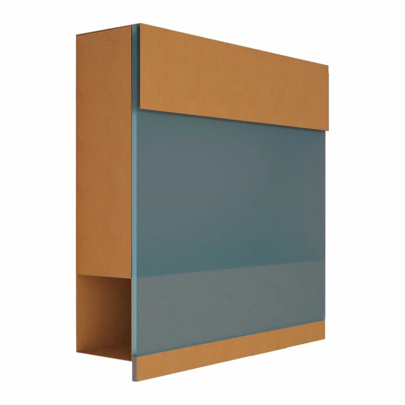 Briefkasten Wandbriefkasten Elegance Pro Blue Rost RAL 8001 Mit Blauer Acrylplatte