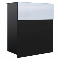 Briefkasten Wandbriefkasten Groove Schwarz RAL 9005 Mit Edelstahlklappe