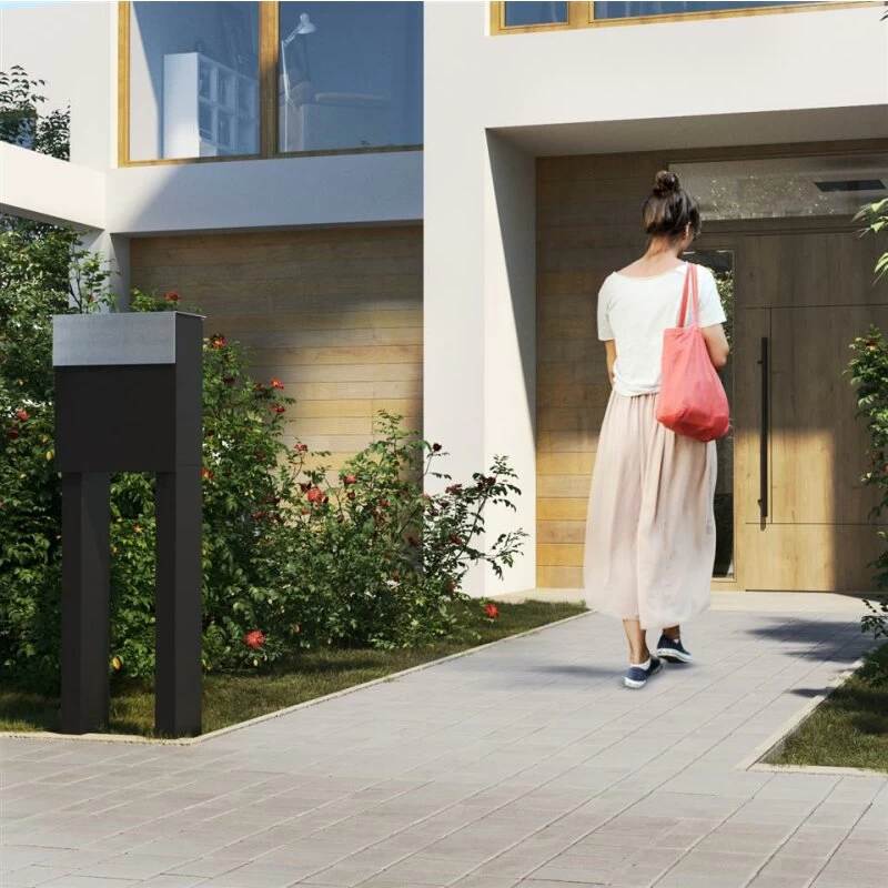 Briefkasten Wandbriefkasten Groove Schwarz RAL 9005 Mit Edelstahlklappe – Bild 3