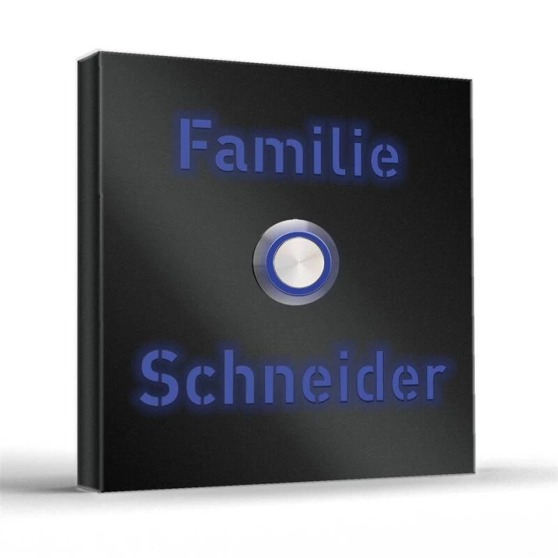 Design Aufputz Türklingel Edelstahl Beleuchtet 100x100mm BLACK EDITION