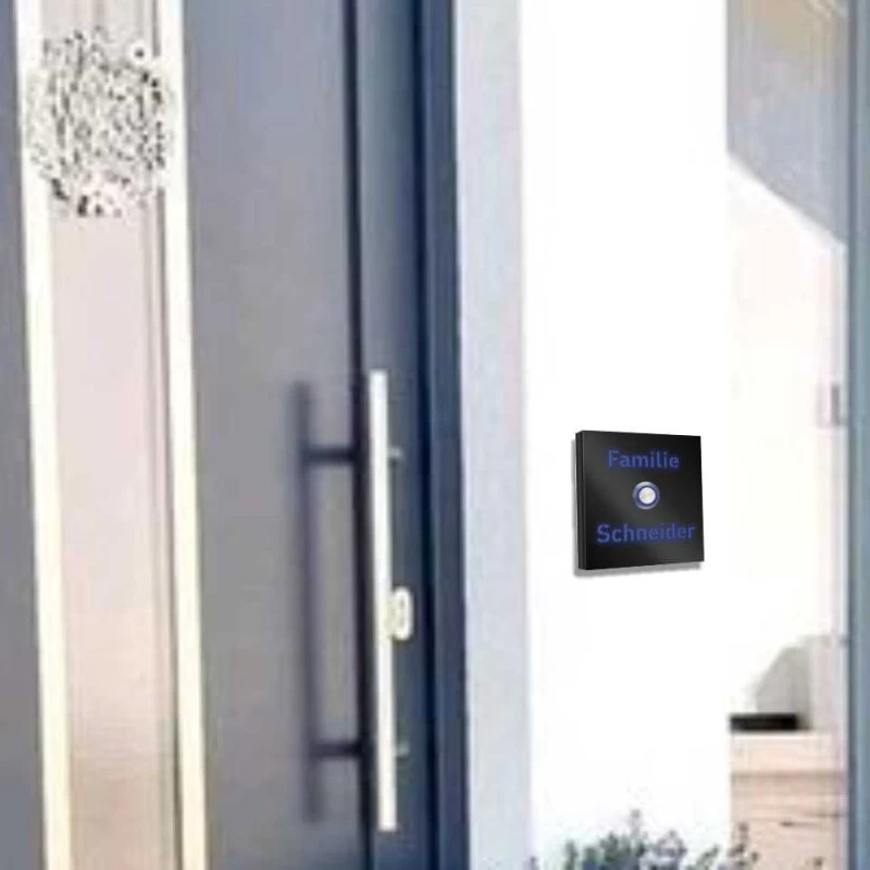 Design Aufputz Türklingel Edelstahl Beleuchtet 100x100mm BLACK EDITION – Bild 3