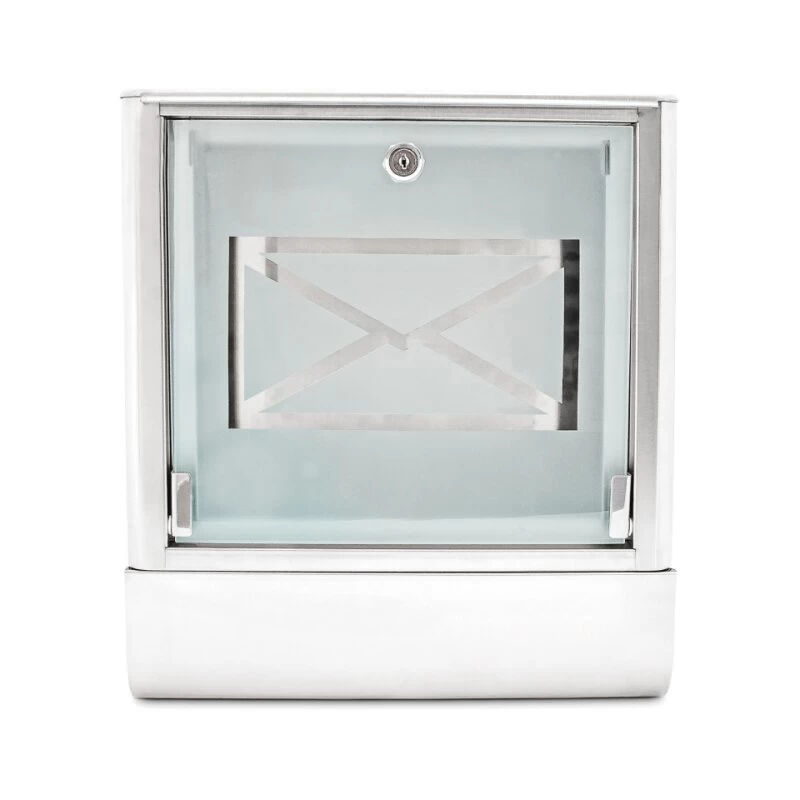 Design Briefkasten Mit Zeitungsrolle Aus Edelstahl Und Glas Motiv Briefumschlag – Bild 2