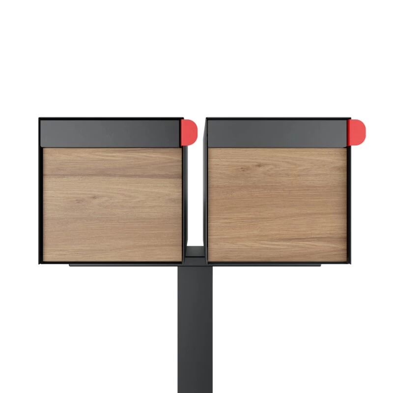 Doppel Briefkasten Standbriefkasten Square Schwarz RAL 9005 Mit HPL-Front – Bild 2