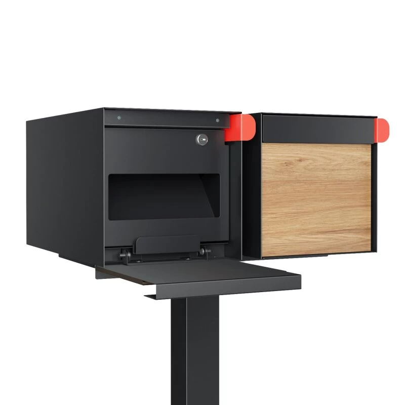 Doppel Briefkasten Standbriefkasten Square Schwarz RAL 9005 Mit HPL-Front – Bild 3