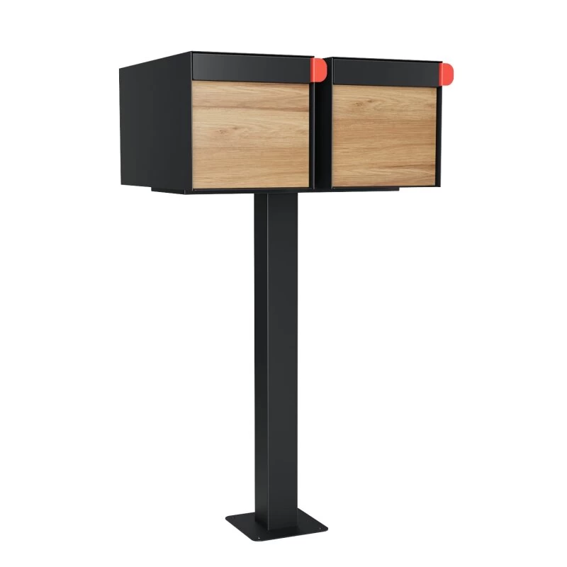 Doppel Briefkasten Standbriefkasten Square Schwarz RAL 9005 Mit HPL-Front – Bild 4