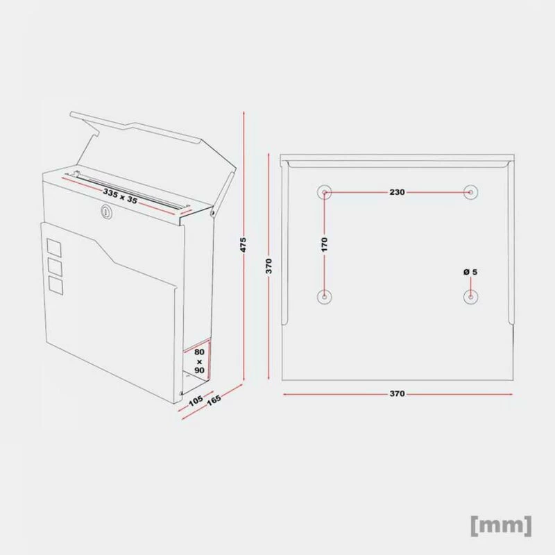Doppel Standbriefkasten ANTHRAZIT GRAU RAL 7016 Mit Beschriftung Andy_Duo – Bild 3