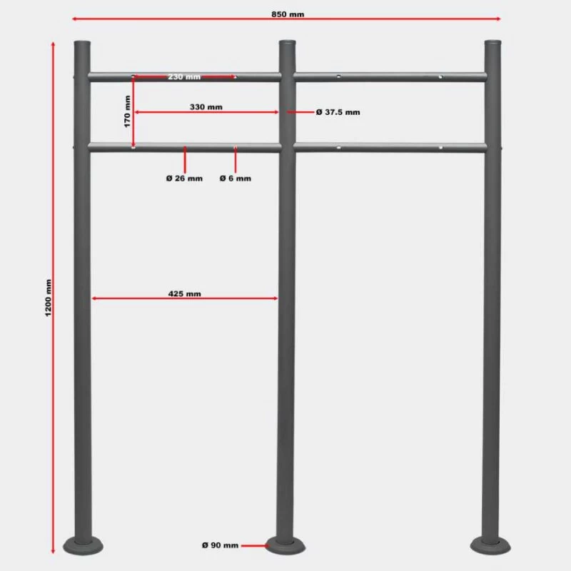 Doppel Standbriefkasten ANTHRAZIT GRAU RAL 7016 Mit Beschriftung Andy_Duo – Bild 5