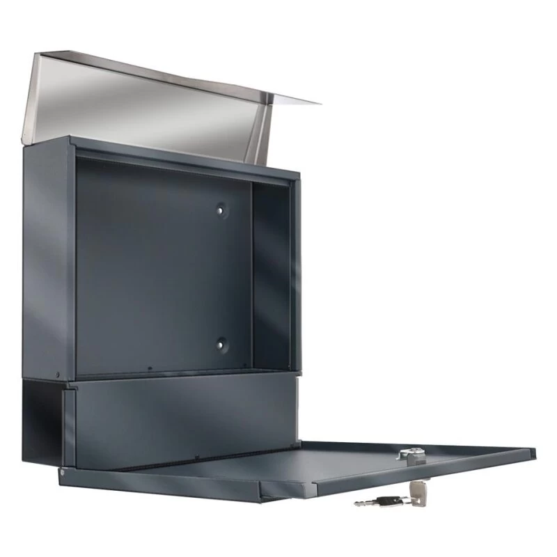 Doppel Standbriefkasten Set Hannes Duo In ANTHRAZIT GRAU RAL 7016 Pulverbeschichtet Mit Beschriftung – Bild 2