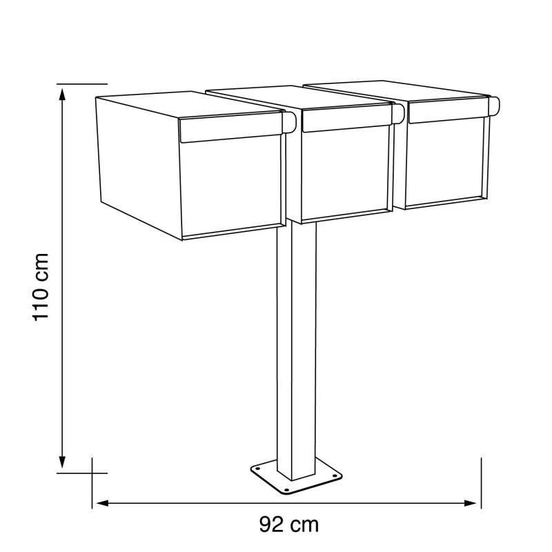 Dreifach Briefkasten Standbriefkasten Square Verschiedene Farben Wählbar – Bild 5
