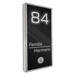 Edelstahl Aufputz Türklingel RAL 9005 Schwarz Hochglanz Mit Beleuchtung Weiß NAOS
