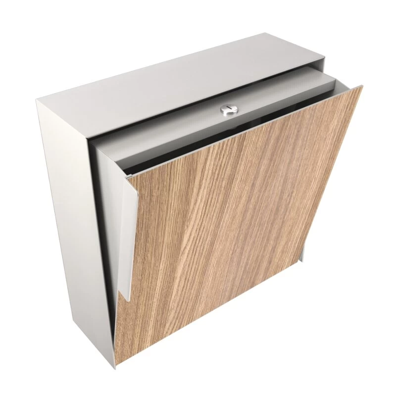 Edelstahl Briefkasten Briefkastenanlage Portis Mit Holzdekor-Front Grau Metallic RAL 9016 – Bild 9