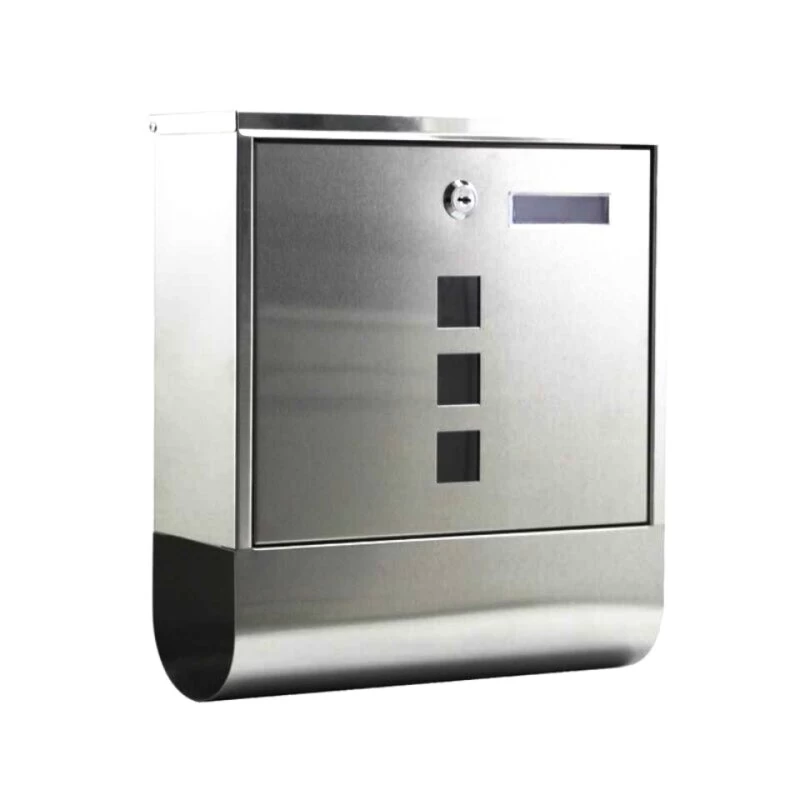 Edelstahl Briefkasten Mit Schutzlack Lackiert Mit Zeitungsrolle & Sichtfenster