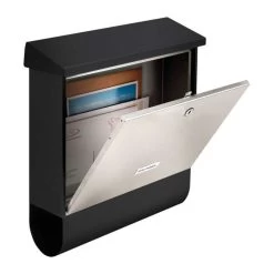 Edelstahl Briefkasten Wandbriefkasten Mit Zeitungsfach Black & Steel