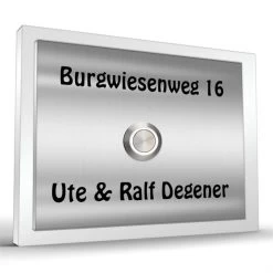 Edelstahlklingel 180x130mm Mit Acrylglas Weiß Hinterlegt