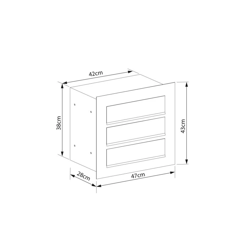 Einbaubriefkasten Cosmo Grau Metallic RAL 9007 3 Parteien – Bild 4