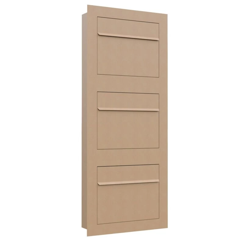 Einbaubriefkasten Hochkant Aus Edelstahl RAL 8001 Rostoptik 3 Parteien