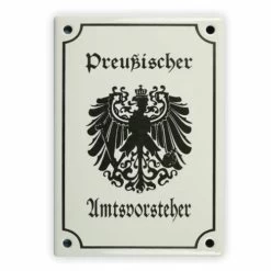 Emailschild 12 X 17 Cm Preußischer Amtsvorsteher