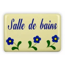 Emailschild 6 X 4 Cm, Salle De Bains, Blümchen