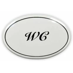 Emailschild Oval, 6 X 4 Cm, WC, Zum Kleben