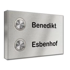 Funk Edelstahl 2 Familien Aufputz Türklingel 140x90mm Premium Pluto3