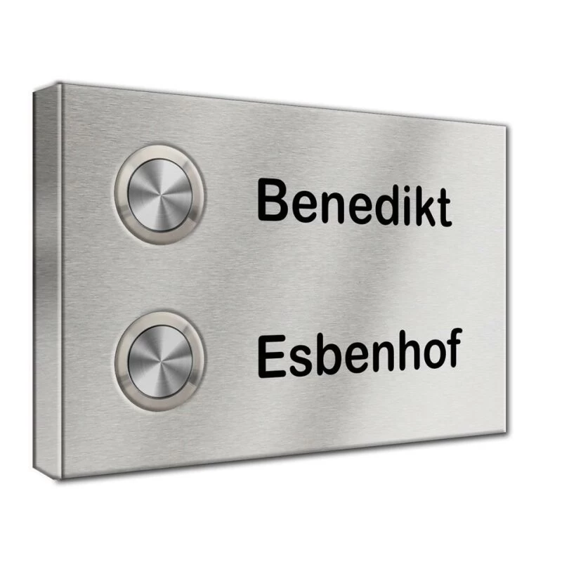 Funk Edelstahl 2 Familien Aufputz Türklingel 140x90mm Premium Pluto3