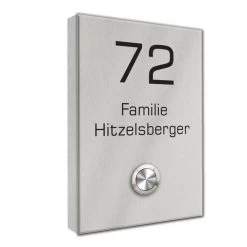 Funk Edelstahl Aufputz Türklingel 110x160mm Premium Titan2