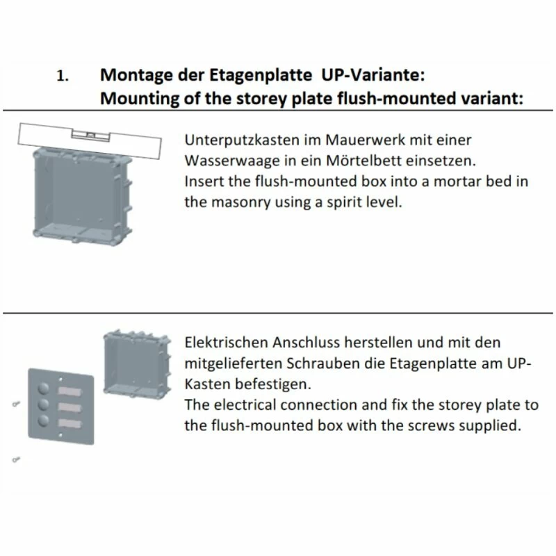 Funk Edelstahl Unterputztürklingel Eckig Für Eine Wohneinheit Inklusive UP-Kasten – Bild 2